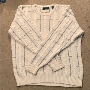 White and Gray Cable Knit Sweater